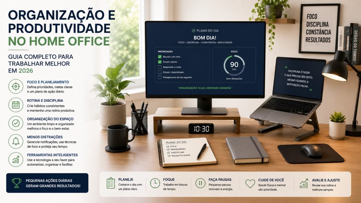 Organização e Produtividade no Home Office: Guia Completo Para Trabalhar Melhor em 2026