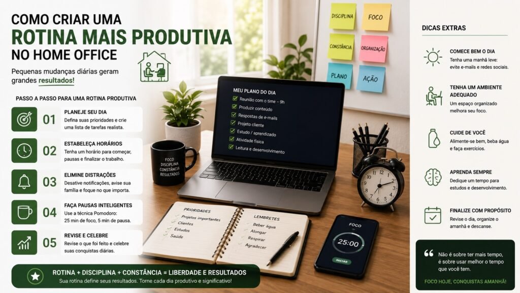 criar uma rotina e trabalho produtiva