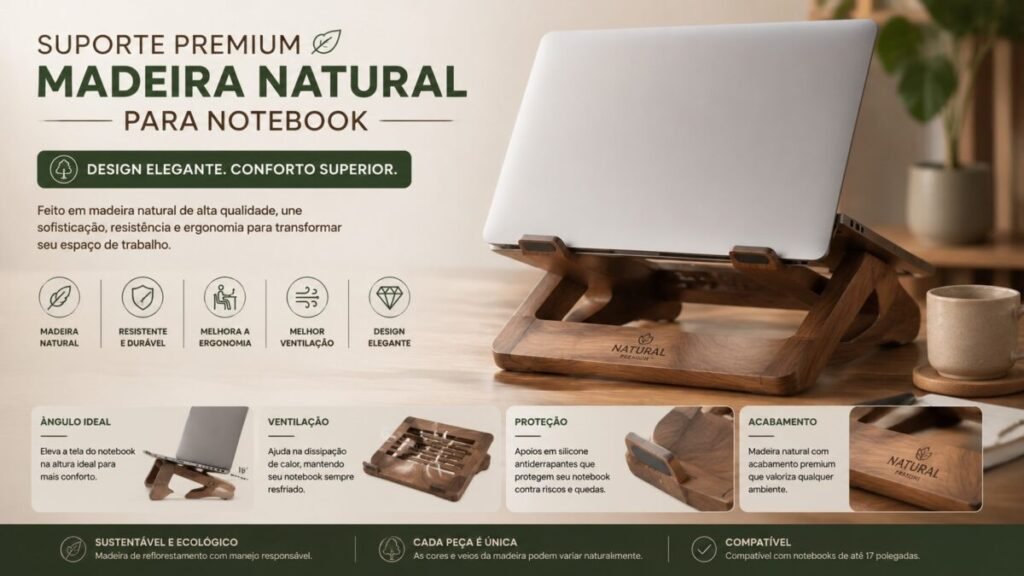 suporte notebook madeira